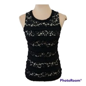 J.Crew black lace sleeveless top, size XS